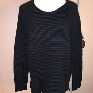 Crown & Ivy Classic Black Ribbed Crewneck Sweater - Women